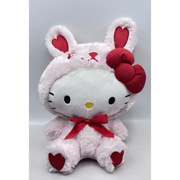Sanrio Hello Kitty 13” Bunny Rabbit Suit Red Pink Hearts Plush - Picture 2 of 15